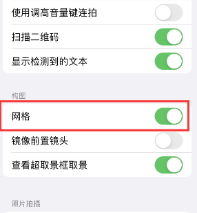 当雄苹果手机维修网点分享iPhone如何开启九宫格构图功能